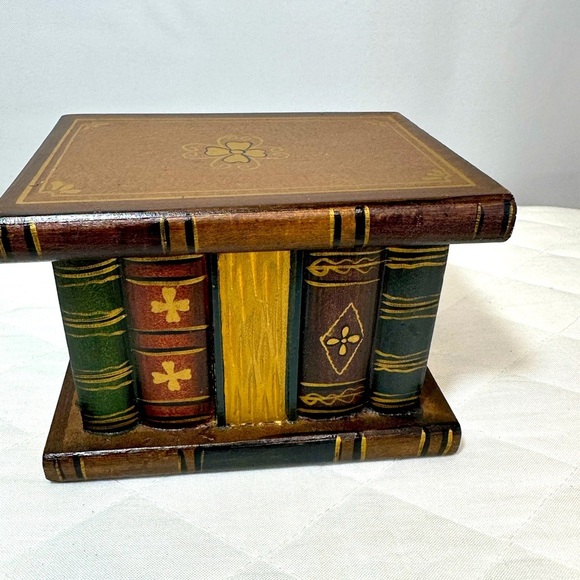 Vintage Book-Style Wooden Box Multifunctional Craft Home Office Decor Bookend - Picture 1 of 7